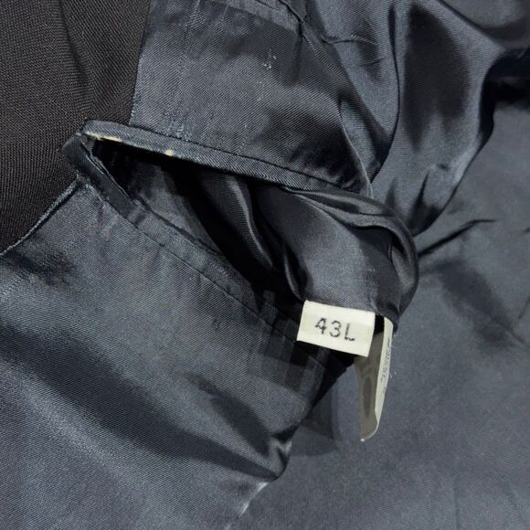 VTG 90s Hart Schaffner Marx Pure New Wool Blazer Black Made in USA Men Size 43L - Picture 11 of 14